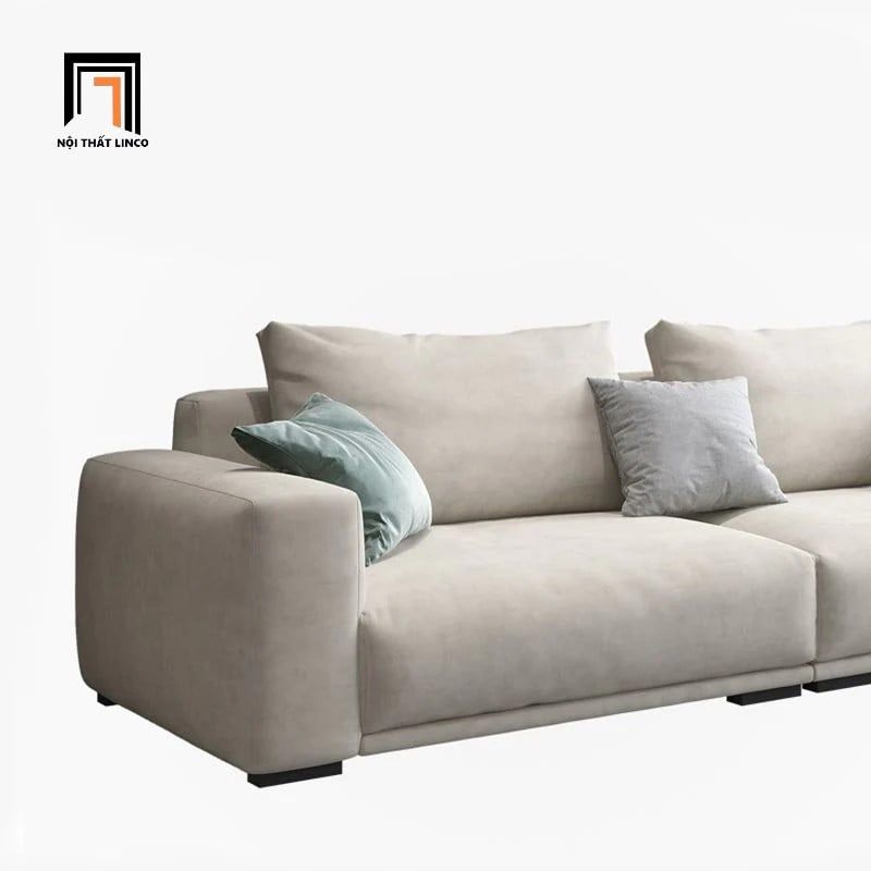  Ghế sofa băng vải nhung xám trắng BT252 Omaha 2m nhỏ gọn 