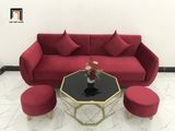  Ghế sofa văng dài 1m9 màu đỏ đô vải nhung cho không gian nhỏ 