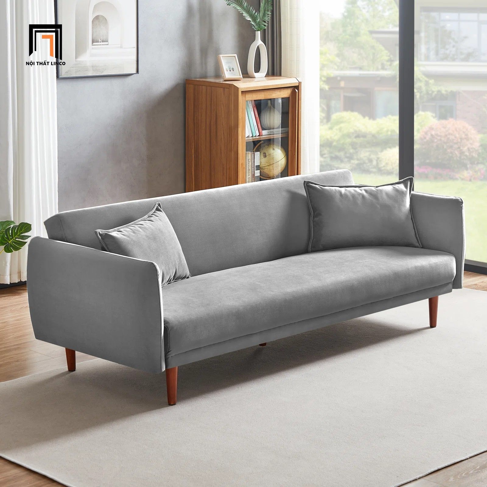  Ghế sofa giường xinh xắn 1m9 GB45 Cancio vải nhung nỉ 