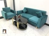  Bộ ghế sofa phòng khách nhỏ NS05 bọc vải nhung xanh lá giá rẻ 