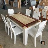  Combo bàn ăn 6 ghế ngồi GF15-BAD6-G307-B354 màu trắng xinh 