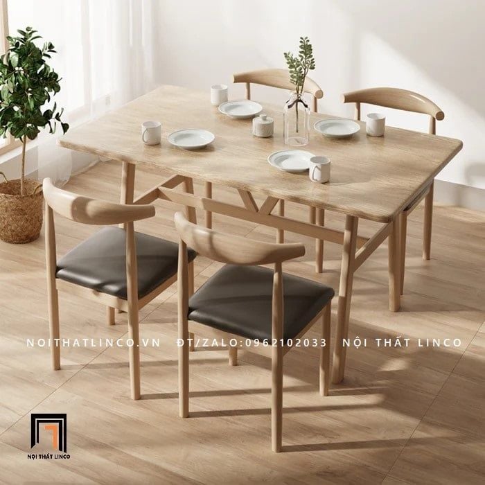  Set bàn ăn 6 ghế KH21-6-Cubin dài 1m6 gỗ cao su tự nhiên 