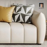  Set ghế sofa nệm chia múi KT134 Sikkeh da giả trắng kem đẹp 