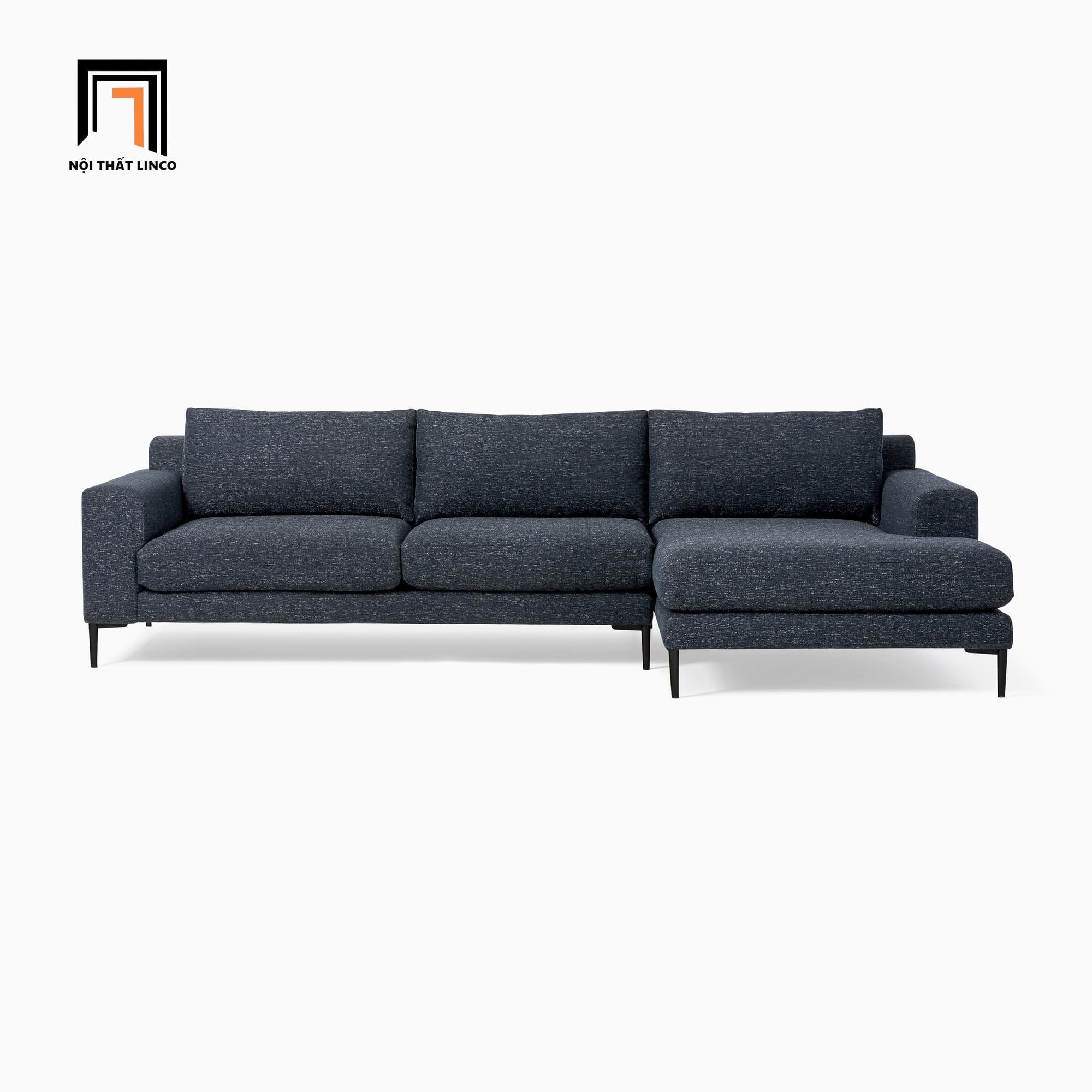  Bộ ghế sofa góc L phòng khách 2m4 x 1m6 GT134 Harper màu xanh đậm 