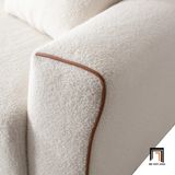  Ghế sofa băng dài 2m BT164 LiQuin vải lông cừu trắng kem 