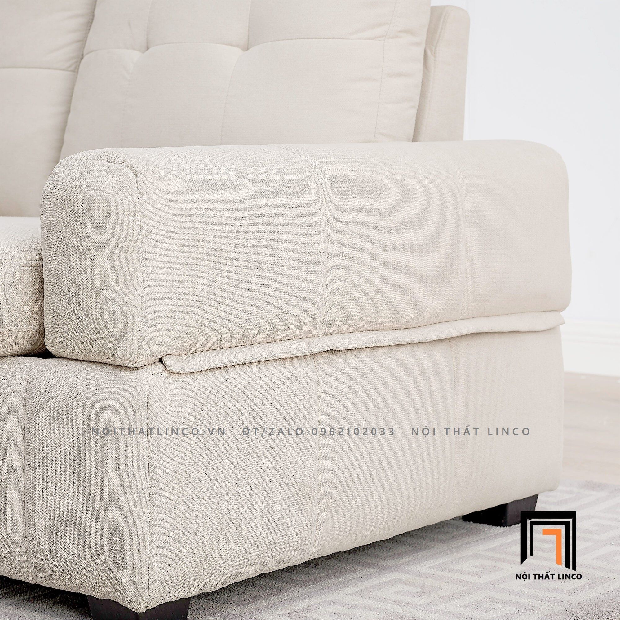  Ghế sofa băng gia đình BT106 Beige 2m2 vải bố cotton mềm 