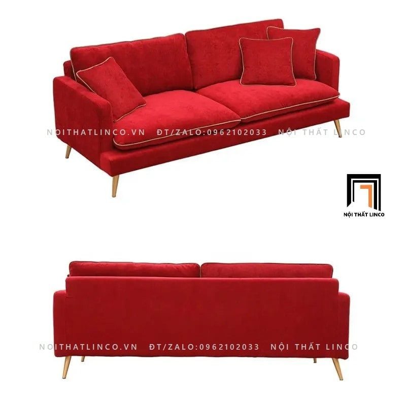  Ghế sofa băng đẹp đỏ đô BT82 Monrei chân inox 