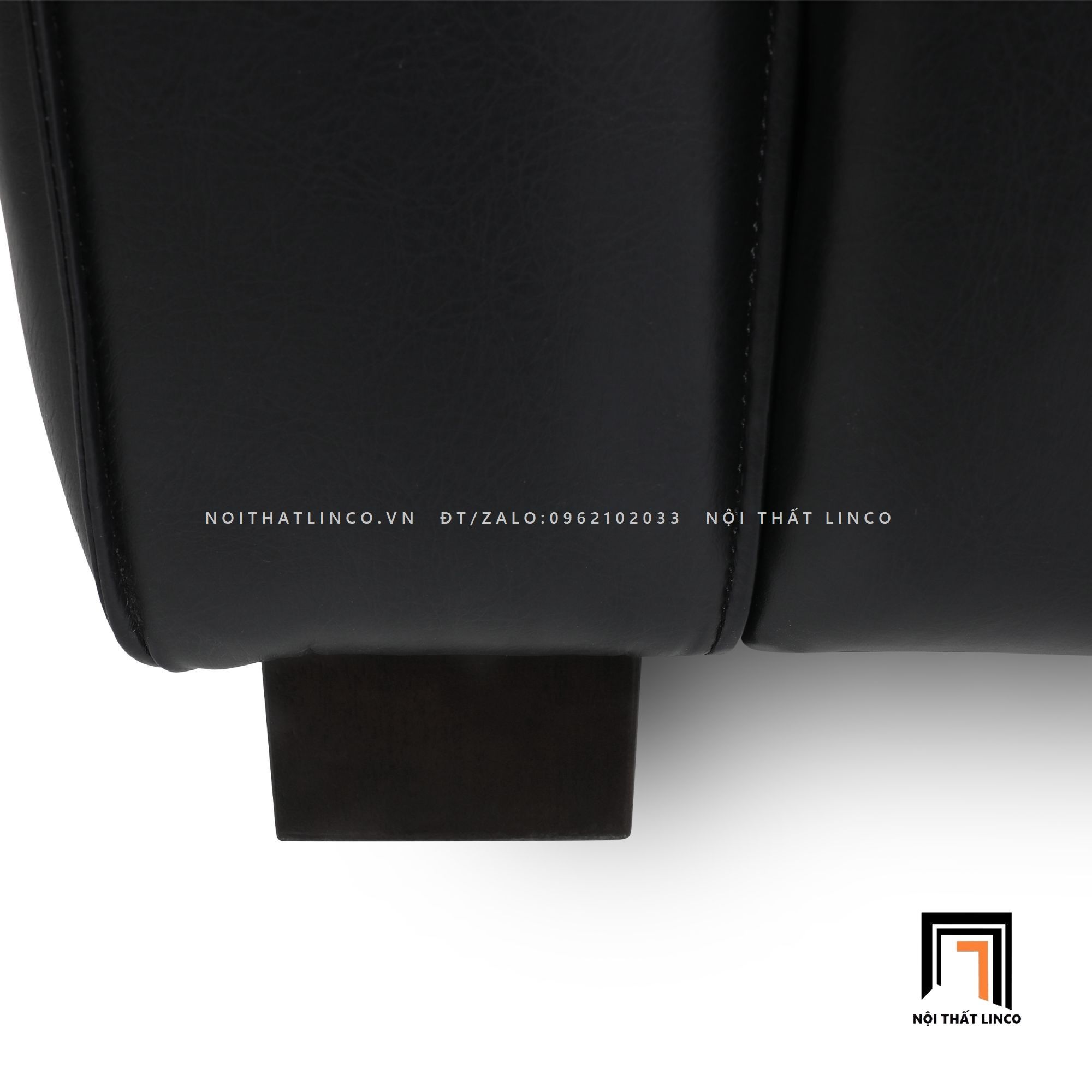  Sofa băng da simili màu đen BT132 Goyette 2m cho công sở 