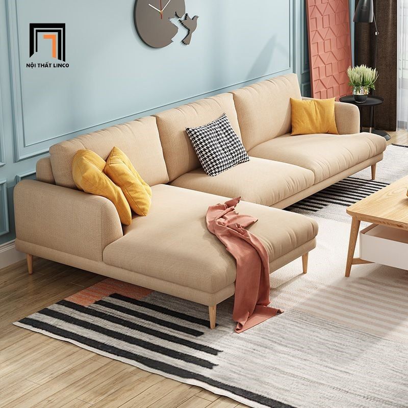  Ghế sofa băng dài 2m2 BT257 Mosa bọc vải nỉ màu kem 