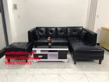  Mẫu sofa góc giả da cao cấp HCM | Ghế salon góc L simili xanh đen sang trong | Nội thất linco Sài Gòn 