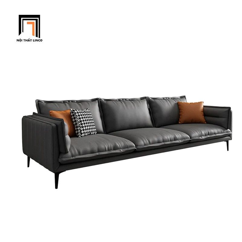  Bộ ghế sofa phòng khách cao cấp KT60 Cafin da Pu màu đen 