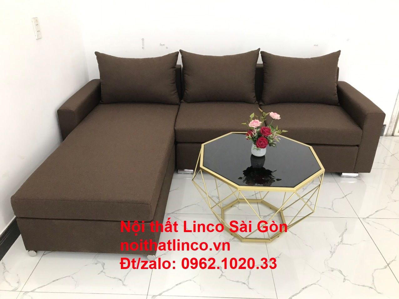  Bộ ghế sofa góc giá rẻ salon góc L Nâu cafe đen đậm sopha phòng khách đẹp hiện đại Nội thất Linco Tphcm Sài Gòn 