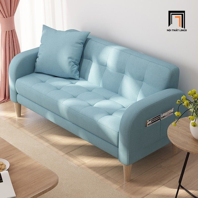  Bộ ghế sofa phòng khách gia đình vải nỉ KT107 màu vàng nhỏ gọn 