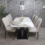  Bộ bàn ăn 6 ghế da Pu xám 1-BAD6-G2-B2 phòng bếp lớn 