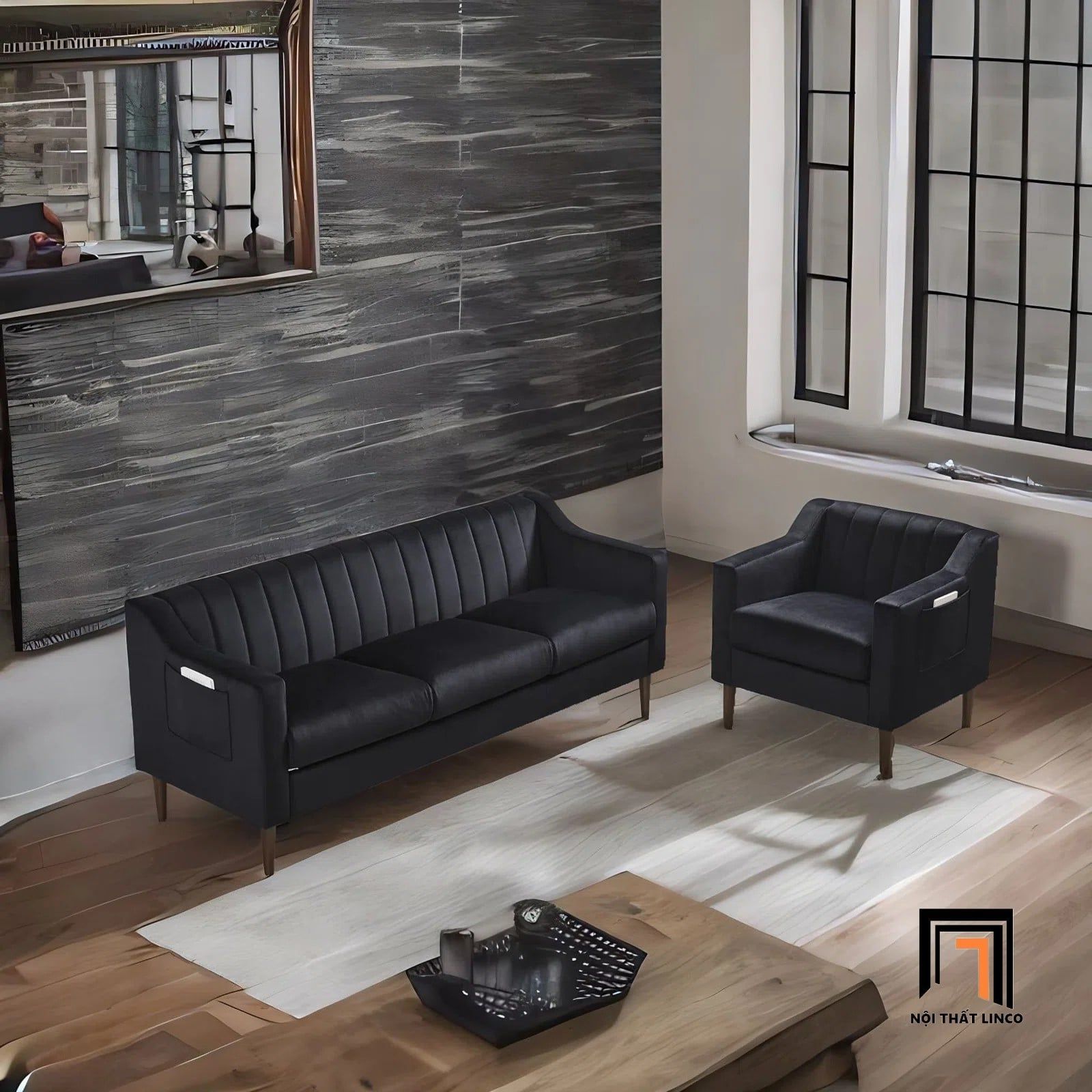  Bộ ghế sofa phòng khách gia đình KT131 Perrytown vải nhung 