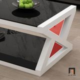  Bàn trà sofa hình chữ X BSF2 Treste kính cường lực 2 tầng 