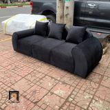  Ghế sofa băng cong vải nhung màu đen BT315 Lolli dài 2m2 giá rẻ 