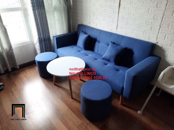 bộ ghế sofa giường dài 2m xanh đậm