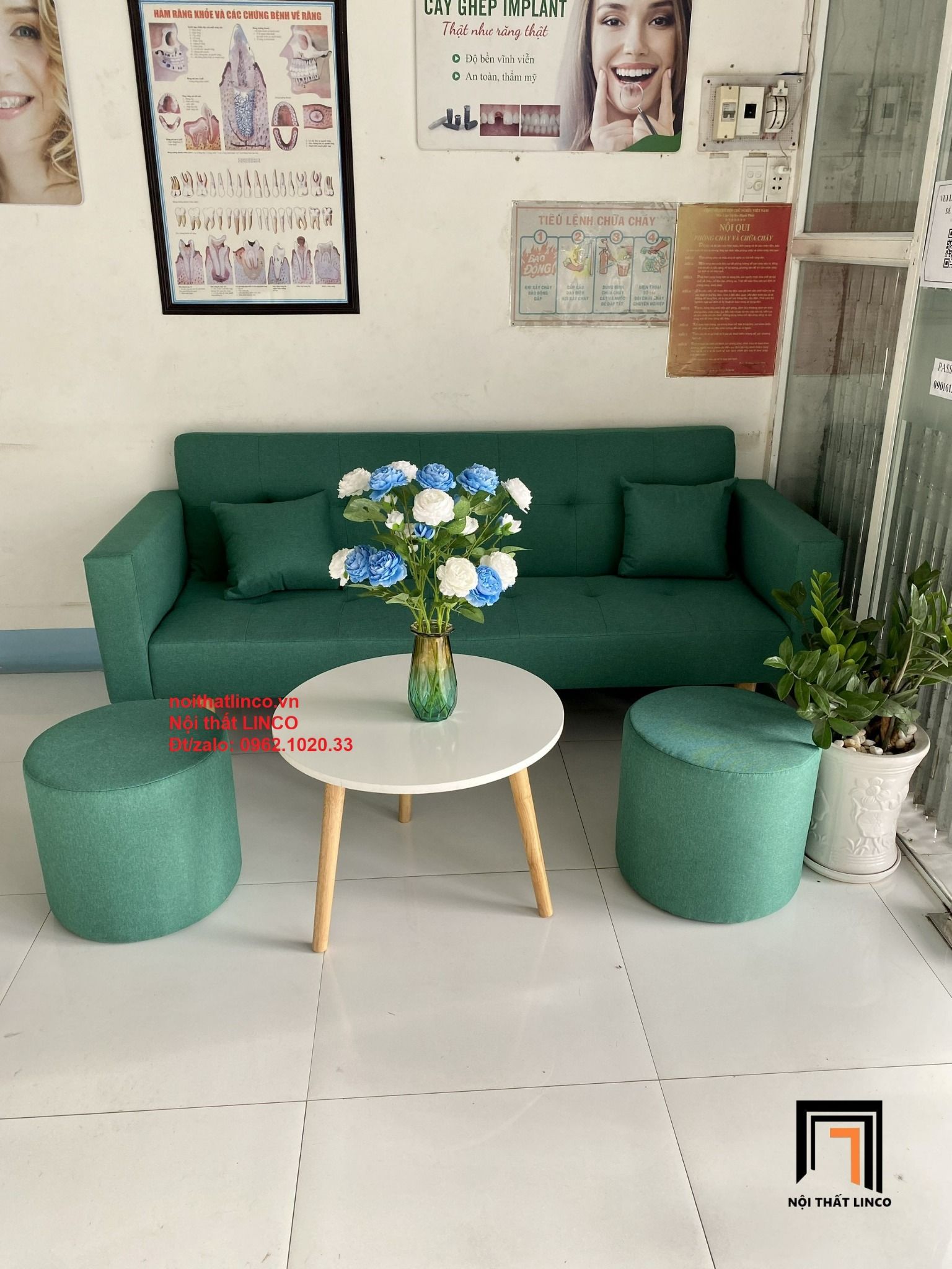  Bộ ghế sofa băng đa năng bật nằm xanh ngọc lá cây dài 2m 