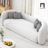  Ghế sofa băng cong dài 2m1 BT305 Farlet vải lông cừu xám trắng 