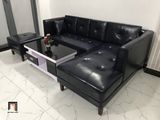  Ghế sofa góc L gia đình GT231 Ambelia 2m3 x 1m6 da giả đen 