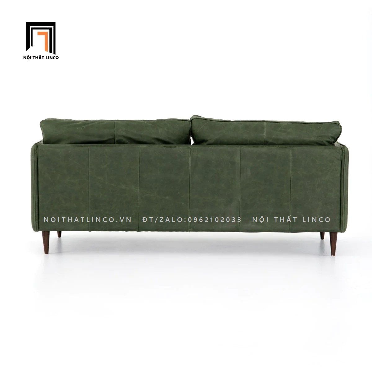  Sofa băng da giả màu xanh army BT130 Reese chân gỗ cao su 