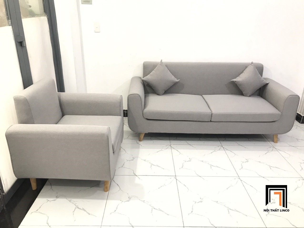  Bộ ghế sofa phòng khách NS04 màu xám ghi trắng giá rẻ 