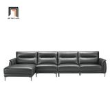  Bộ ghế sofa góc L hiện đại GT246 Kiron 3m x 1m6 da đen bóng 