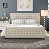  Giường ngủ vải nỉ GN25 Kaster màu trắng kem giật nút xinh xắn 