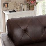 Set ghế sofa phòng khách nâu đậm KT142 Nayelys da Pu mềm 