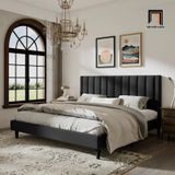  Giường ngủ vải nhung màu xanh lá GN21 Will đầu giường chia múi 