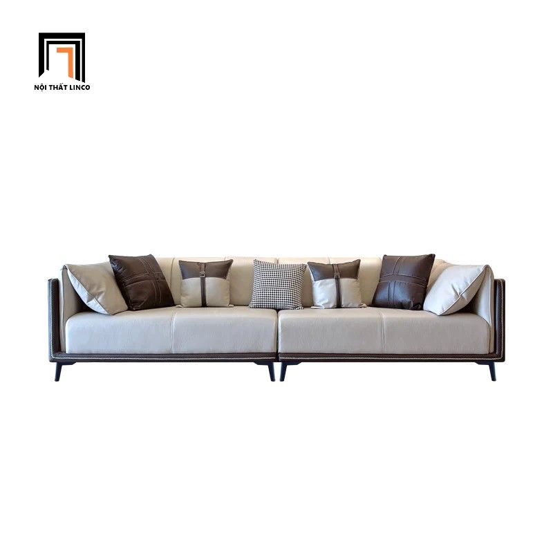  Ghế sofa băng dài 2m4 hiện đại BT301 Morelia phối màu da giả 