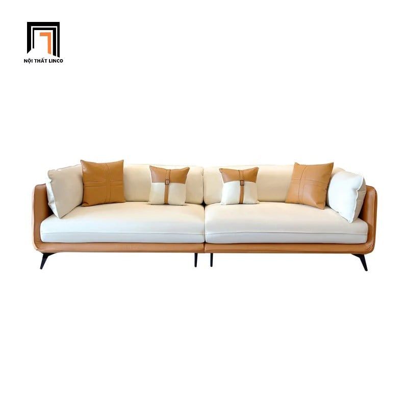  Ghế sofa băng 3 nệm ngồi BT196 Dumas 2m4 da giả trắng kem 