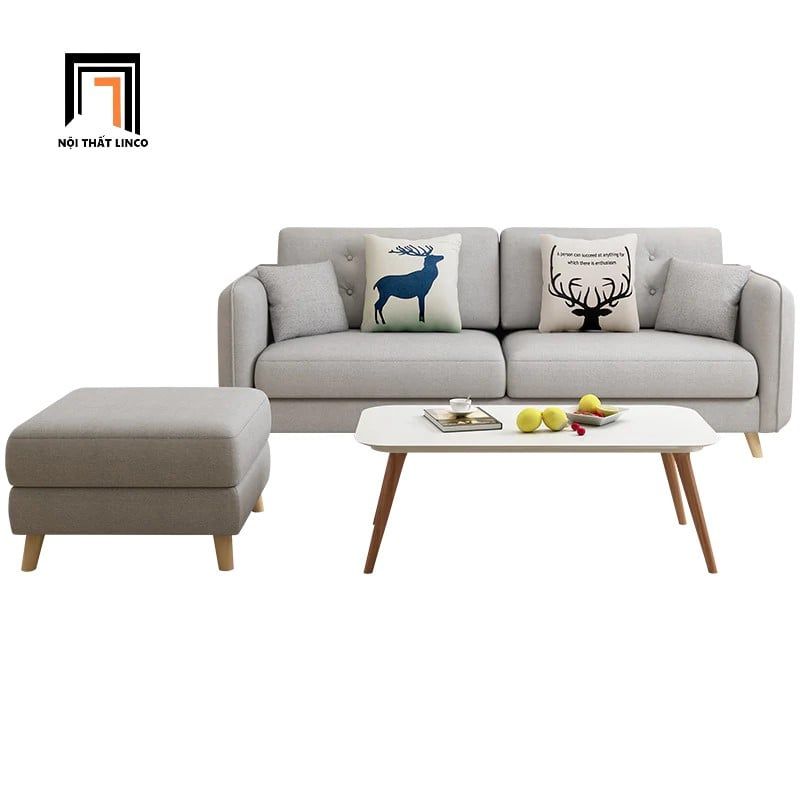  Bộ ghế sofa văn phòng nhỏ tiếp khách KT92 Hanna màu xám ghi trắng 