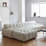  Ghế sofa góc L xinh xắn GT197 Leeya 2m6 x 1m6 vải nỉ trắng kem 