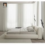  Giường ngủ bọc nệm GN48 Amos màu xám trắng vải nỉ bố 