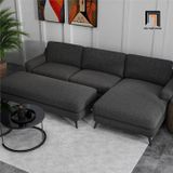  Sofa góc L xám đen vải nỉ GT238 Tamora 2m3 x 1m6 gia đình 