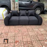  Ghế sofa băng cong vải nhung màu đen BT315 Lolli dài 2m2 giá rẻ 