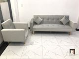  Bộ ghế sofa đa năng phòng khách NS02 vải nhung xám trắng 