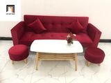  Bộ ghế sofa giường đa năng 2m màu đỏ vải nhung giá rẻ 
