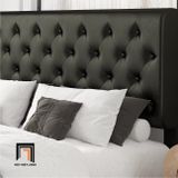  Giường ngủ 1m6 x 2m bọc da công nghiệp GN13 Amolife màu đen 