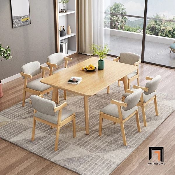 bộ bàn ăn 6 ghế ngồi gỗ tự nhiên