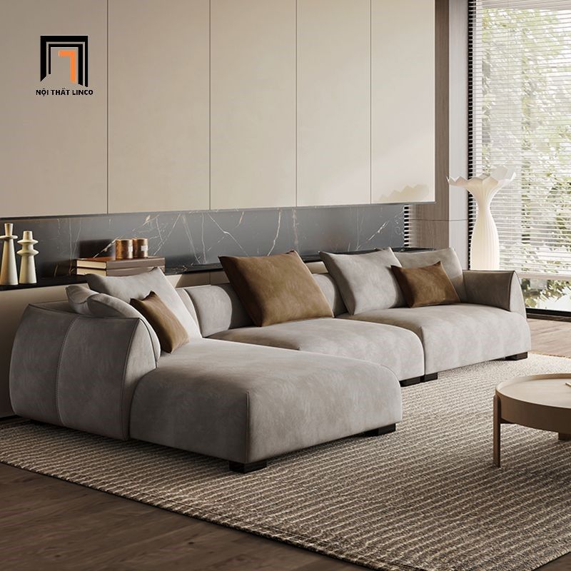  Bộ ghế sofa góc bọc da Pu GT138 Columbus 2m8 x 1m6 màu xám 