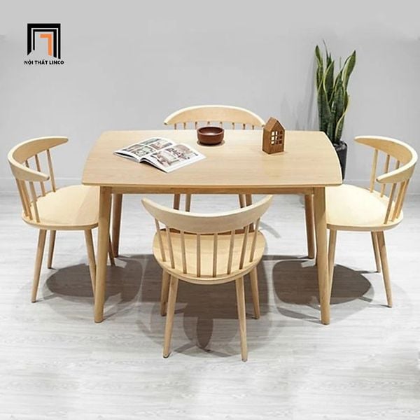 bộ bàn ăn 4 ghế gỗ tự nhiên xinh