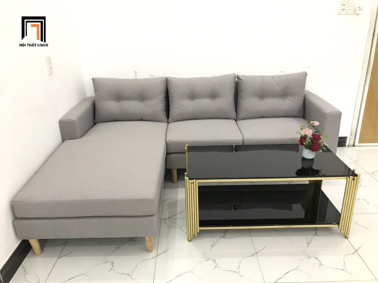  Bộ sofa góc giá rẻ 2m2 1m6 màu xanh nước biển cho nhà nhỏ 