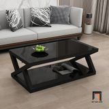  Bàn trà sofa hình chữ X BSF2 Treste kính cường lực 2 tầng 