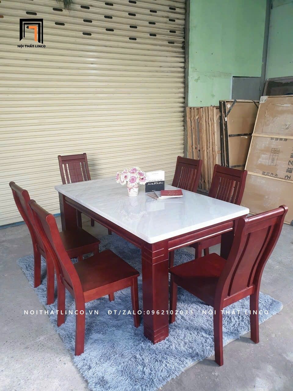  Set bàn ăn cho phòng bếp gia đình MV6-6-Keti mặt đá 