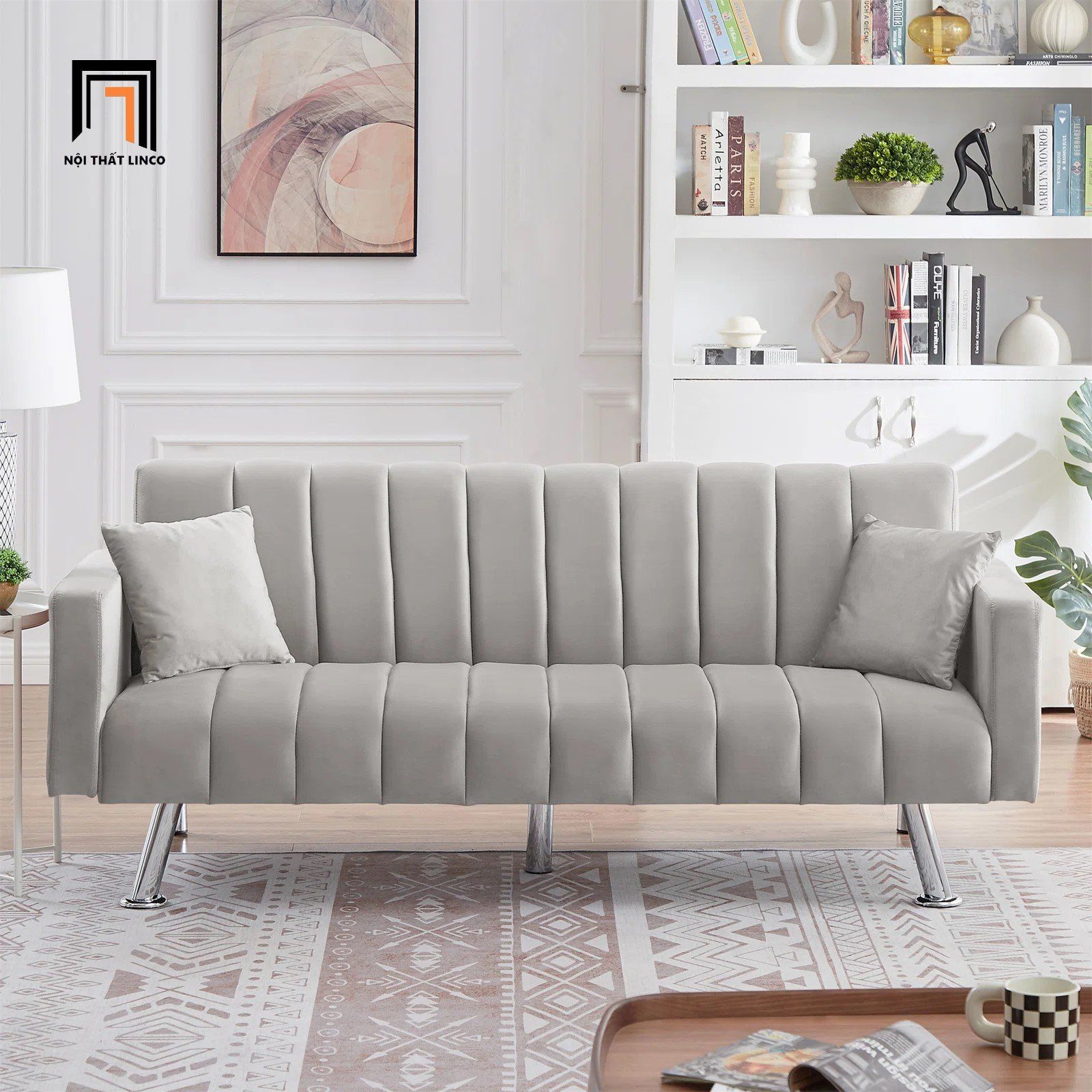  Ghế sofa giường nằm đa năng GB28 Jacquill dài 2m vải nhung 