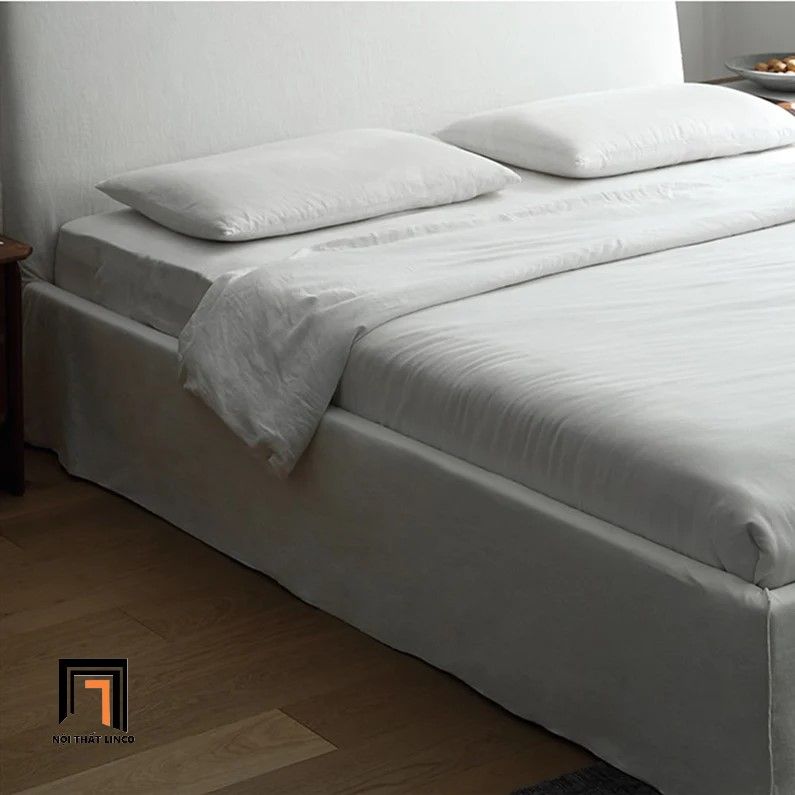  Giường ngủ cho gia đình GN55 Evan 1m6 x 2m trắng kem 