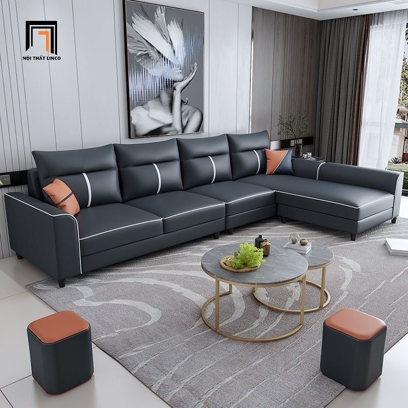  Bộ ghế sofa góc L da công nghiệp GT136 3m x 1m7 sang trọng 